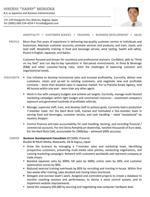 example resume business development resume