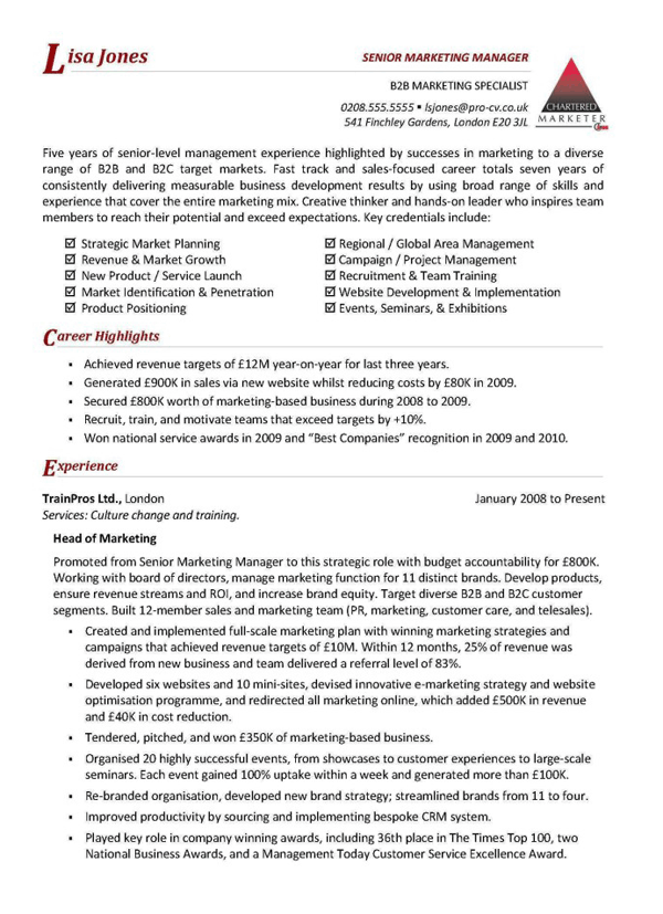 example resume marketing manager resume  