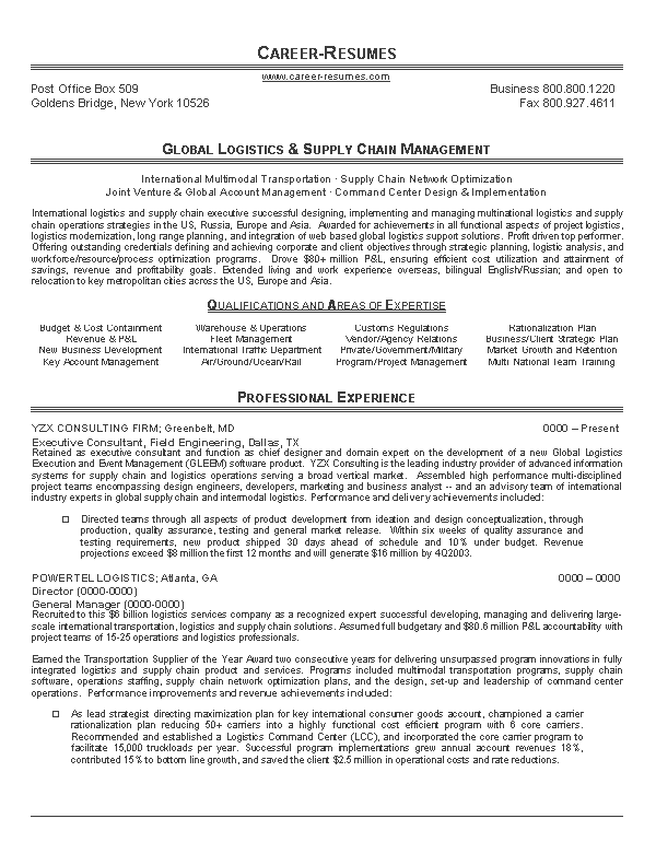 example resume supply chain resume